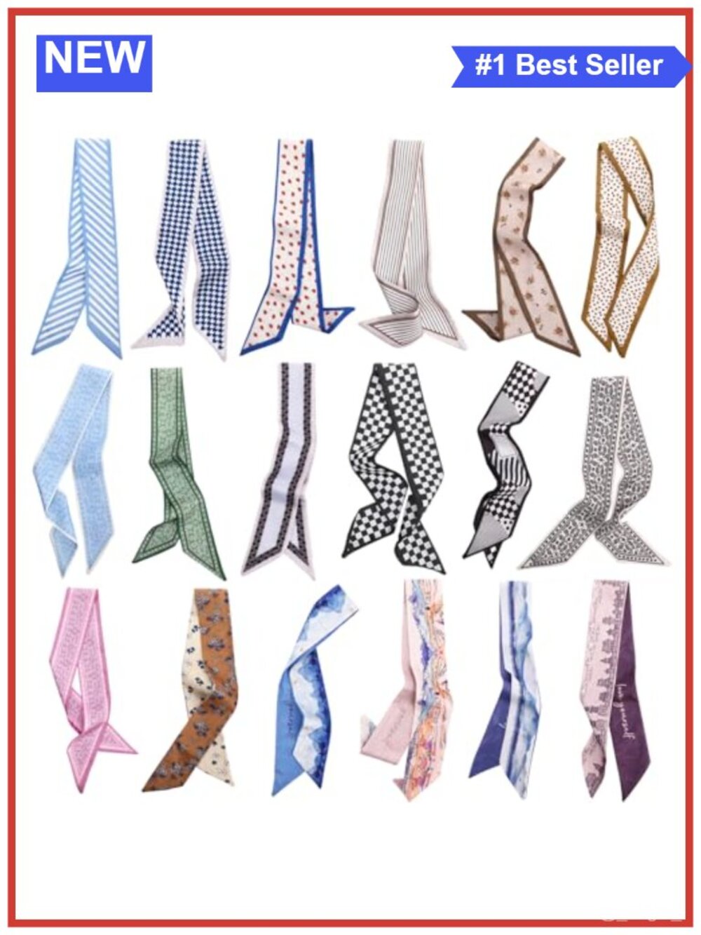 18pc Boho Polyester Satin Fashion Scarves Set for Women